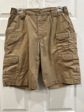 5.11 Tactical Shorts Mens Size 32 khaki brown Cargo Pockets Rip Stop 9” Inseam